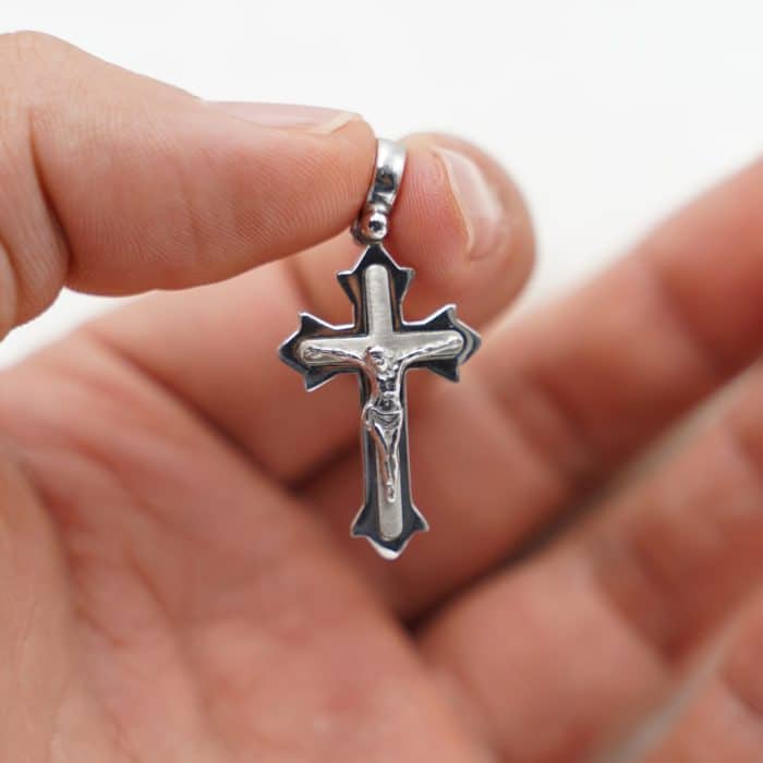 银十字架-全然奉献-银色 Catholic religious art