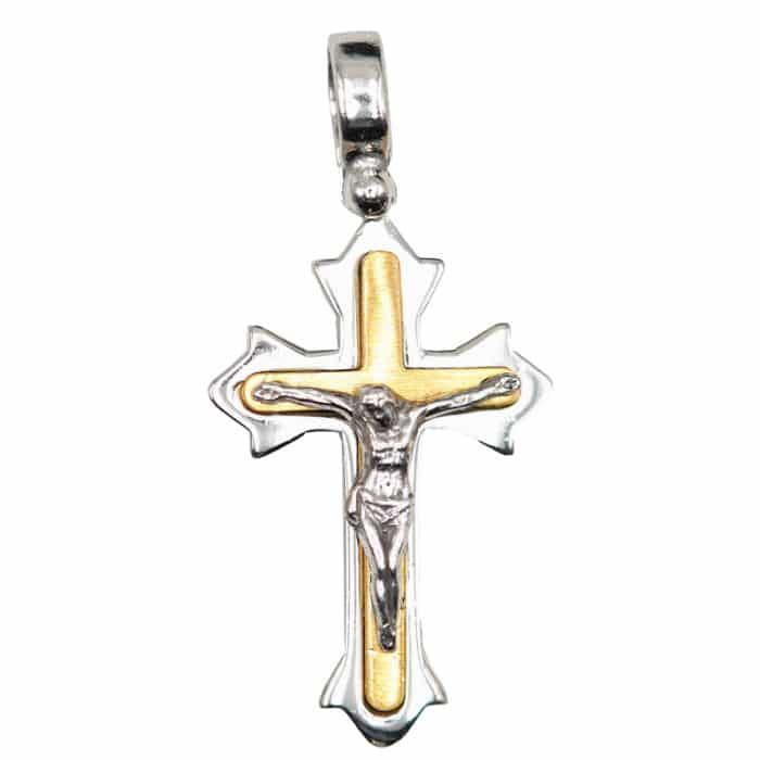 银十字架-全然奉献-金色 Catholic religious art