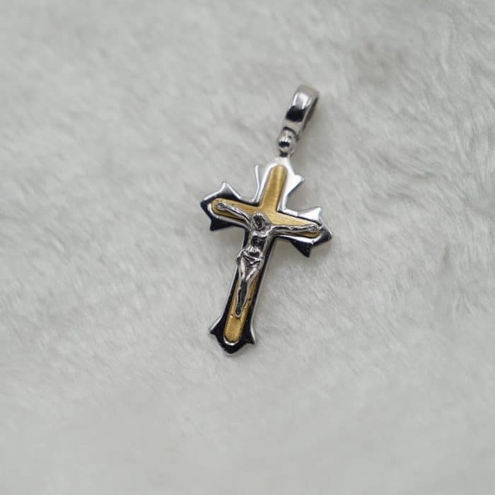 银十字架-全然奉献-金色 Catholic religious art