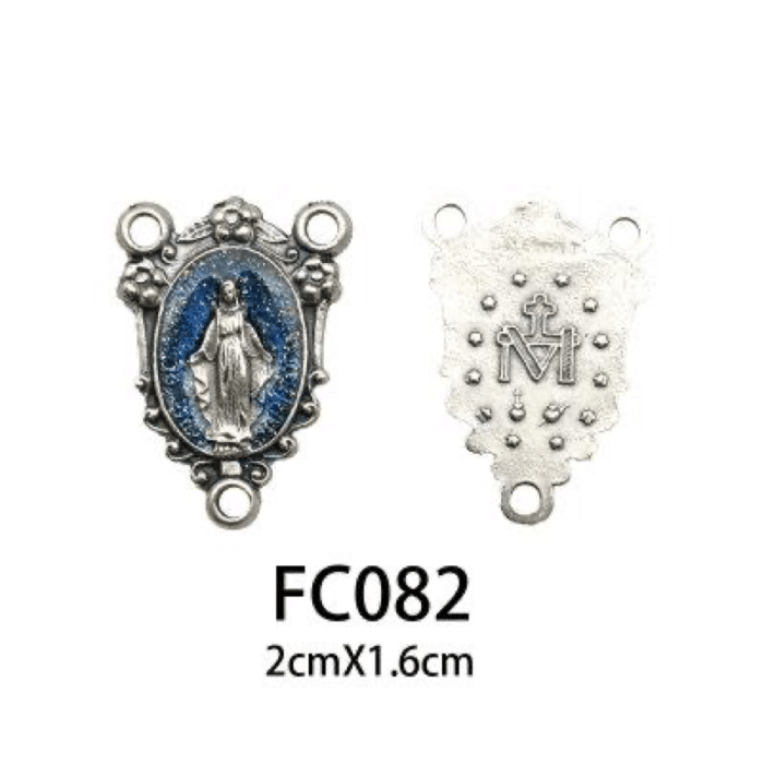 DIY三通-圣母显灵-锌合金-蓝珐琅-2.0cm Catholic religious art