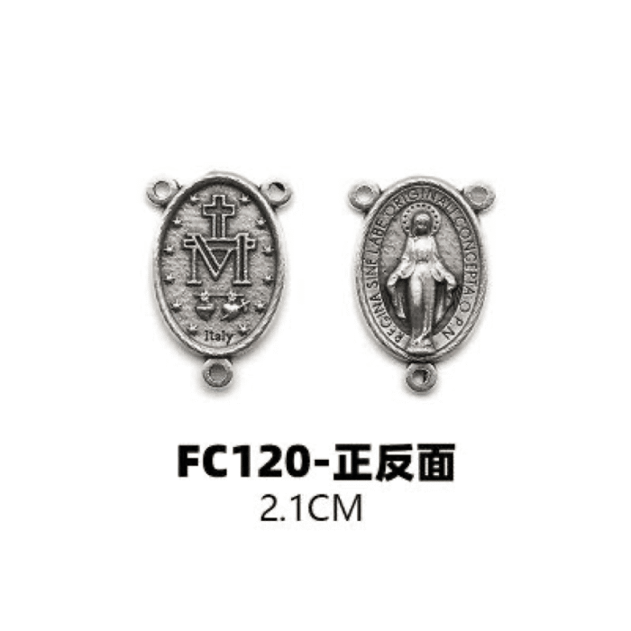 DIY三通-圣母显灵-锌合金-2.1cm Catholic religious art