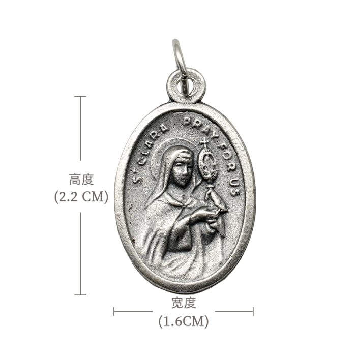 DIY小吊牌-圣女加辣+玫瑰花-锌合金-镀银-2.2cm Catholic religious art