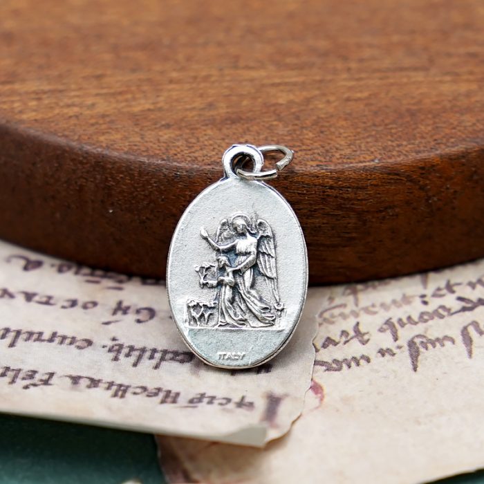 DIY小吊牌-圣速达+护守天使-锌合金-镀银-2.2cm Catholic religious art