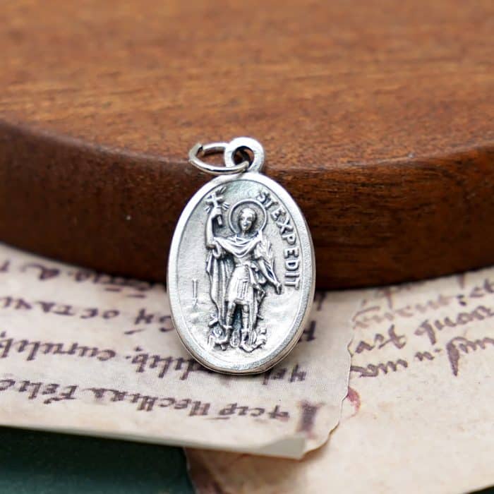 DIY小吊牌-圣速达+护守天使-锌合金-镀银-2.2cm Catholic religious art