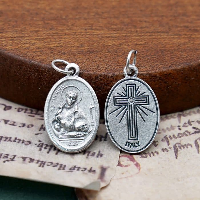 DIY小吊牌-圣加俾额尔+十字架-锌合金-2.2cm Catholic religious art