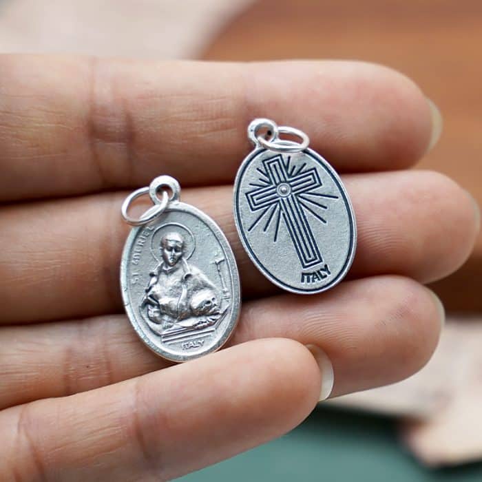 DIY小吊牌-圣加俾额尔+十字架-锌合金-2.2cm Catholic religious art