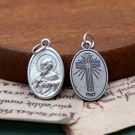 DIY小吊牌-保禄+十字架-锌合金-2.2cm