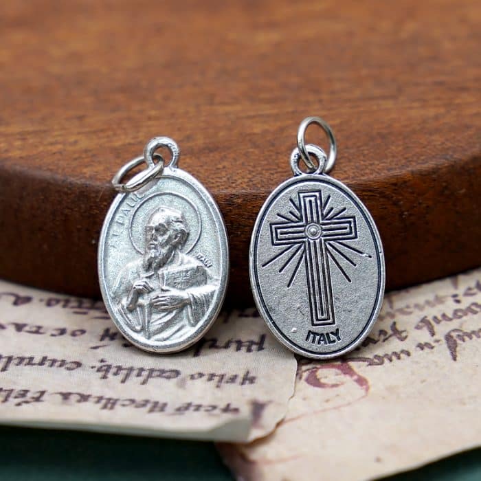 DIY小吊牌-保禄+十字架-锌合金-2.2cm Catholic religious art