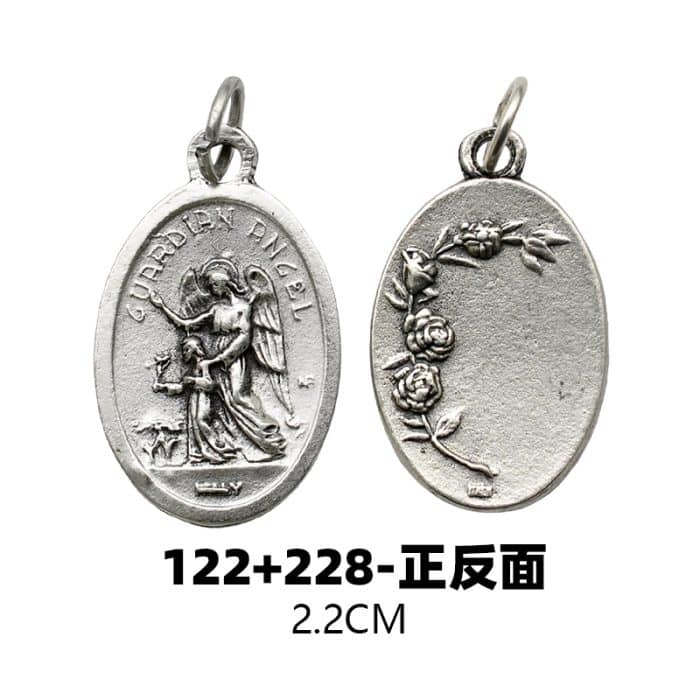 DIY小吊牌-护守天使+玫瑰花-锌合金-2.2cm Catholic religious art