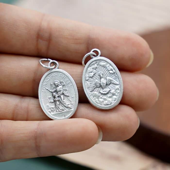 DIY小吊牌-护守天使+圣神-锌合金-2.2cm Catholic religious art