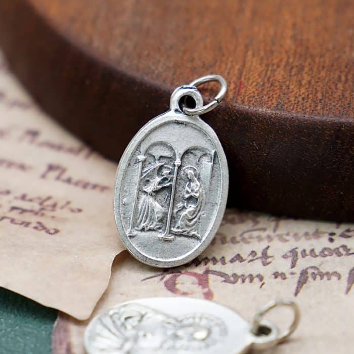 DIY小吊牌-圣母领报+耶稣圣心-锌合金-2.2cm Catholic religious art