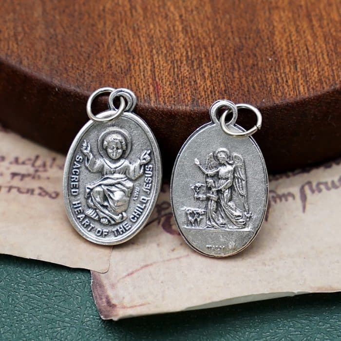 DIY小吊牌-小耶稣+护守天使-锌合金-2.2cm Catholic religious art