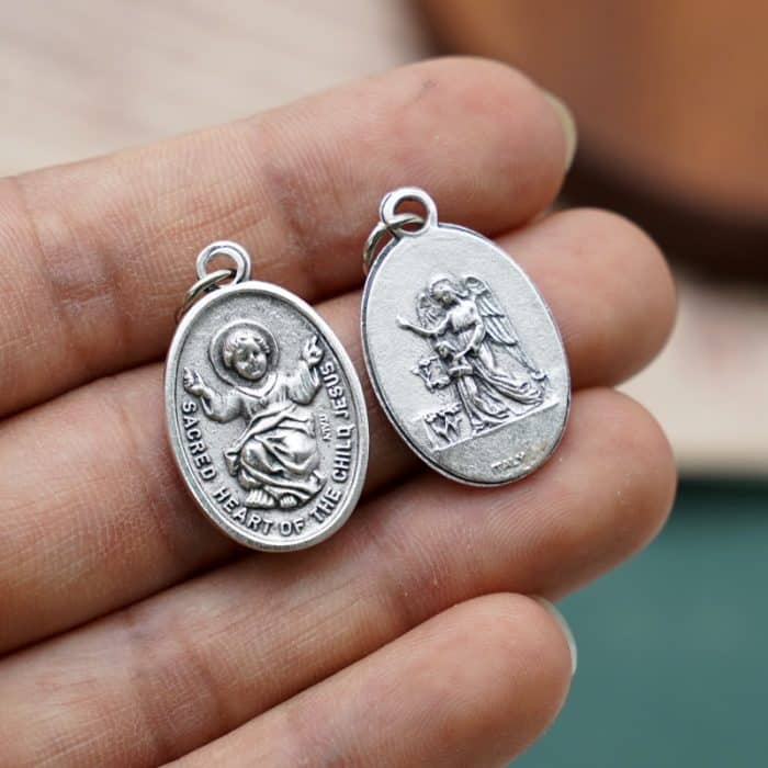 DIY小吊牌-小耶稣+护守天使-锌合金-2.2cm Catholic religious art