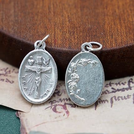 DIY小吊牌-基督十字架+玫瑰花-锌合金-2.2cm