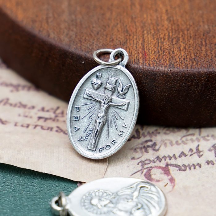 DIY小吊牌-基督十字架+耶稣圣心-锌合金-2.2cm Catholic religious art