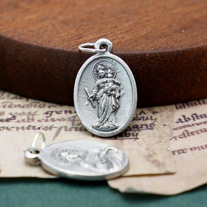 DIY小吊牌-进教之佑+耶稣圣心-锌合金-镀银-2.2cm Catholic religious art