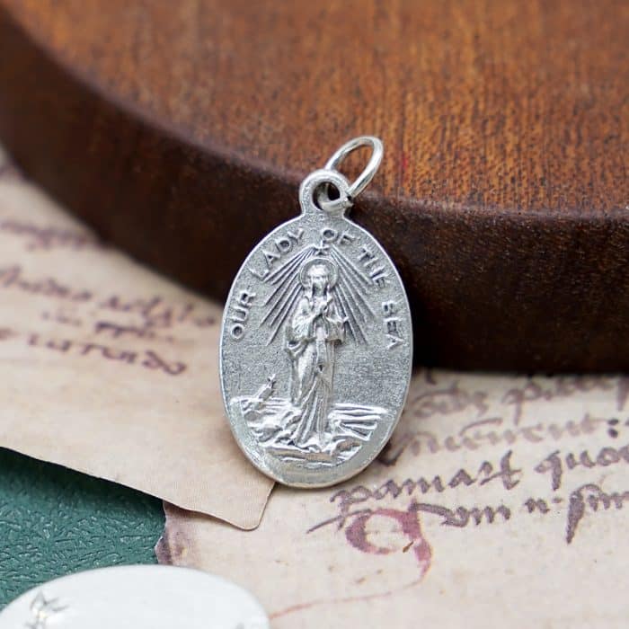 DIY小吊牌-海洋圣母+玫瑰花-锌合金-2.2cm Catholic religious art