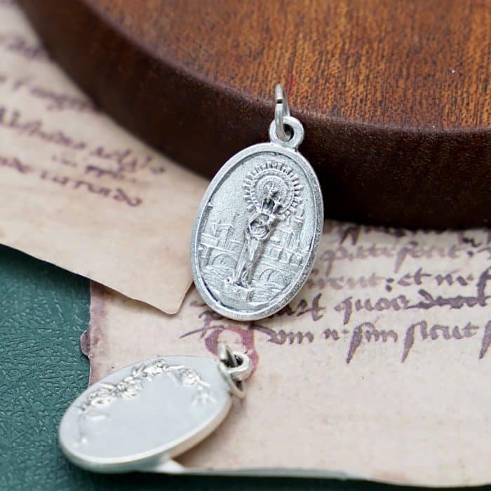 DIY小吊牌-圣柱圣母+玫瑰花-锌合金-2.2cm Catholic religious art