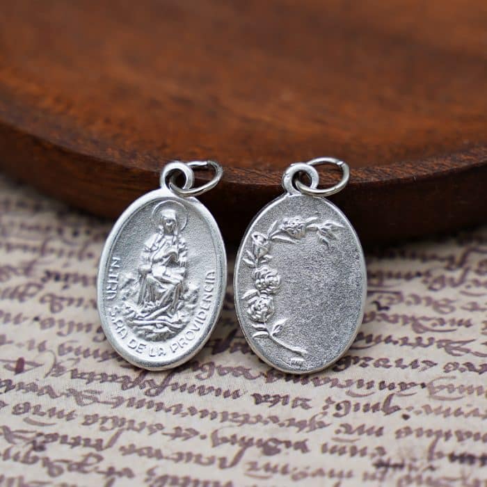 DIY小吊牌-圣意圣母+玫瑰花-锌合金-2.2cm Catholic religious art