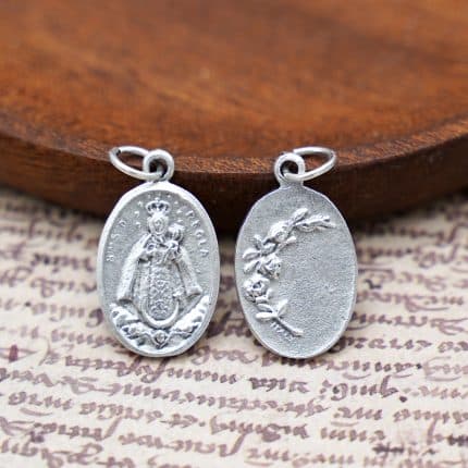 DIY小吊牌-雷格拉圣母+玫瑰花-锌合金-2.2cm