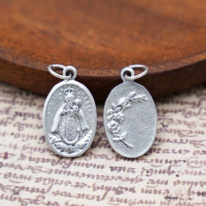 DIY小吊牌-雷格拉圣母+玫瑰花-锌合金-2.2cm Catholic religious art