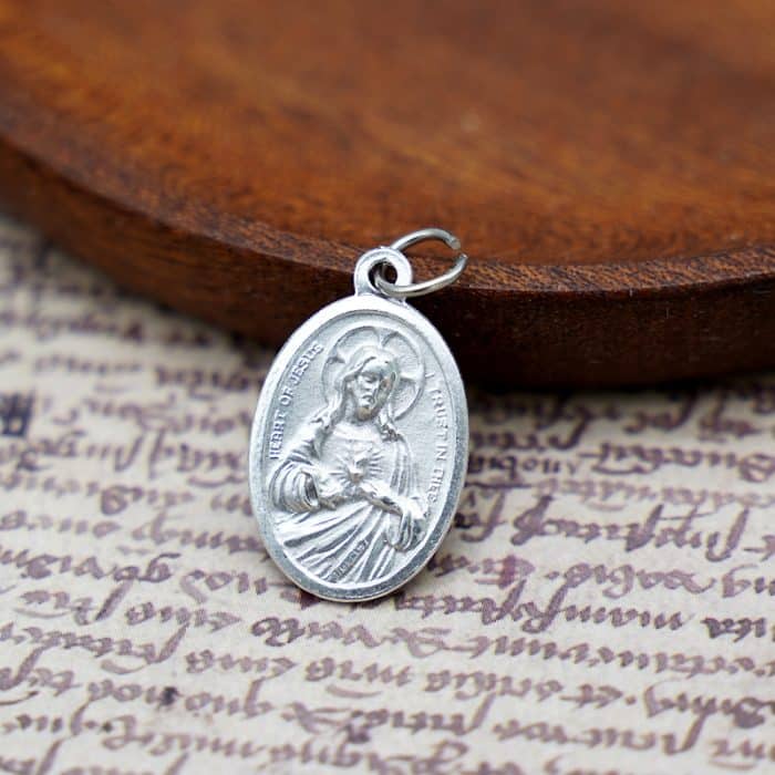 DIY小吊牌-和平之后圣母+耶稣圣心-锌合金-2.2cm Catholic religious art