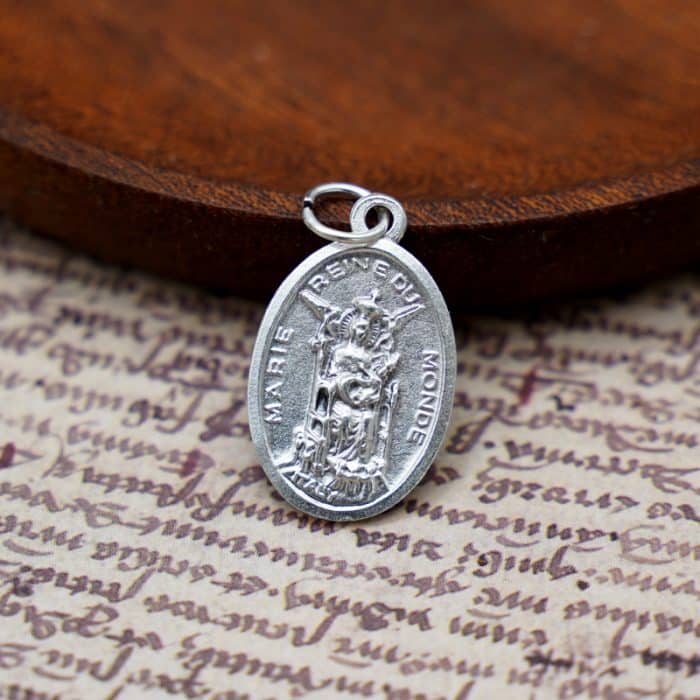 DIY小吊牌-世界之后圣母+教堂-锌合金-2.2cm Catholic religious art