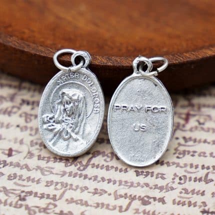 DIY小吊牌-痛苦圣母+字-锌合金-2.2cm