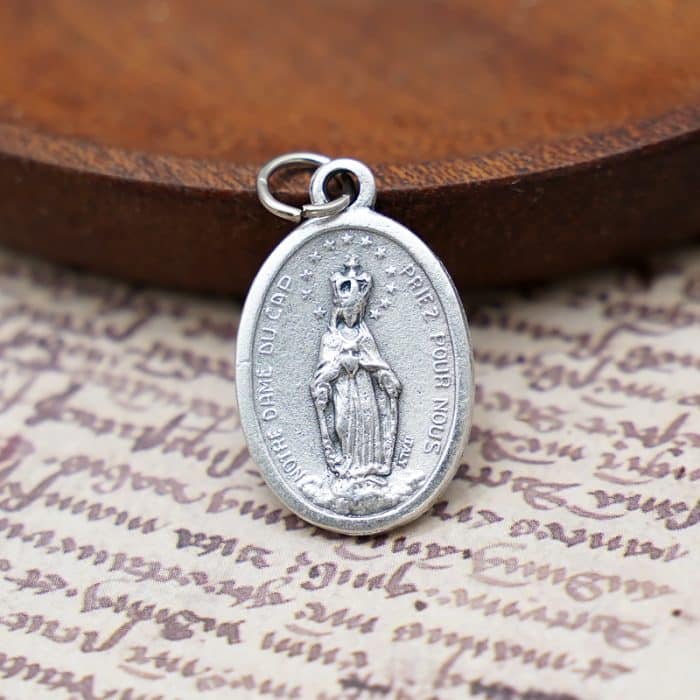 DIY小吊牌-海角圣母+耶稣圣心-锌合金-2.2cm Catholic religious art