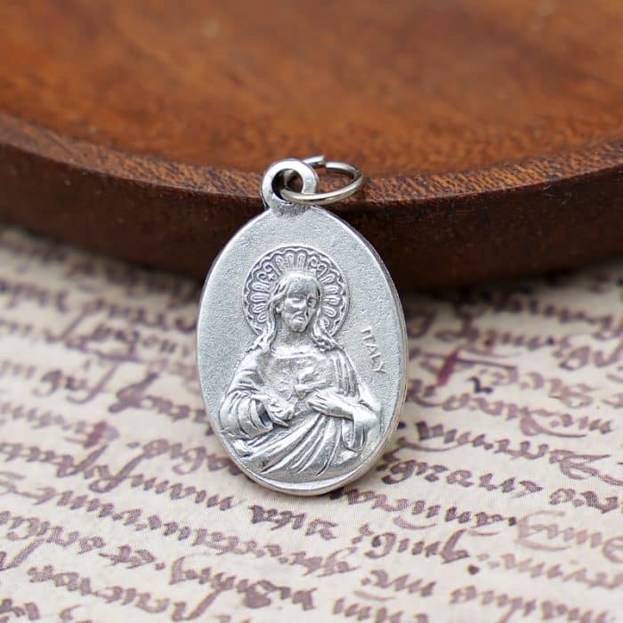 DIY小吊牌-海角圣母+耶稣圣心-锌合金-2.2cm Catholic religious art