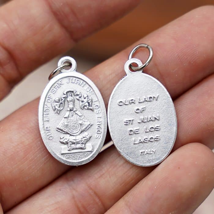 DIY小吊牌-圣胡安德洛斯拉戈斯圣母-锌合金-2.2cm Catholic religious art