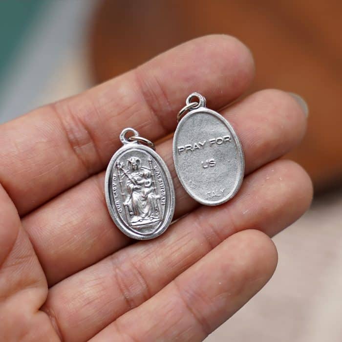 DIY小吊牌-沃尔辛厄姆圣母+字-锌合金-2.2cm Catholic religious art