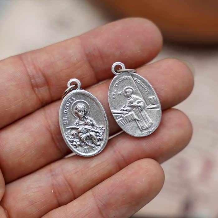 DIY小吊牌-依搦斯+圣多玛斯-锌合金-2.2cm Catholic religious art