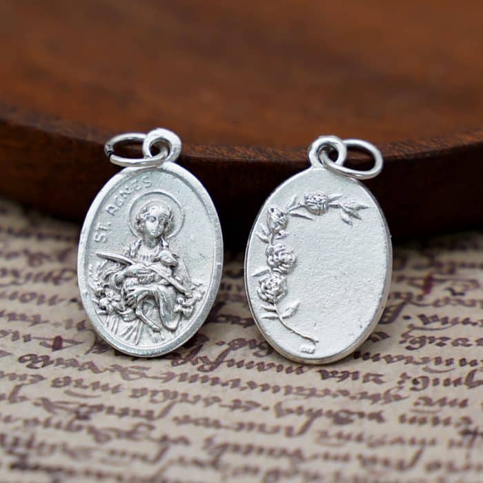 DIY小吊牌-依搦斯+玫瑰花-锌合金-2.2cm Catholic religious art