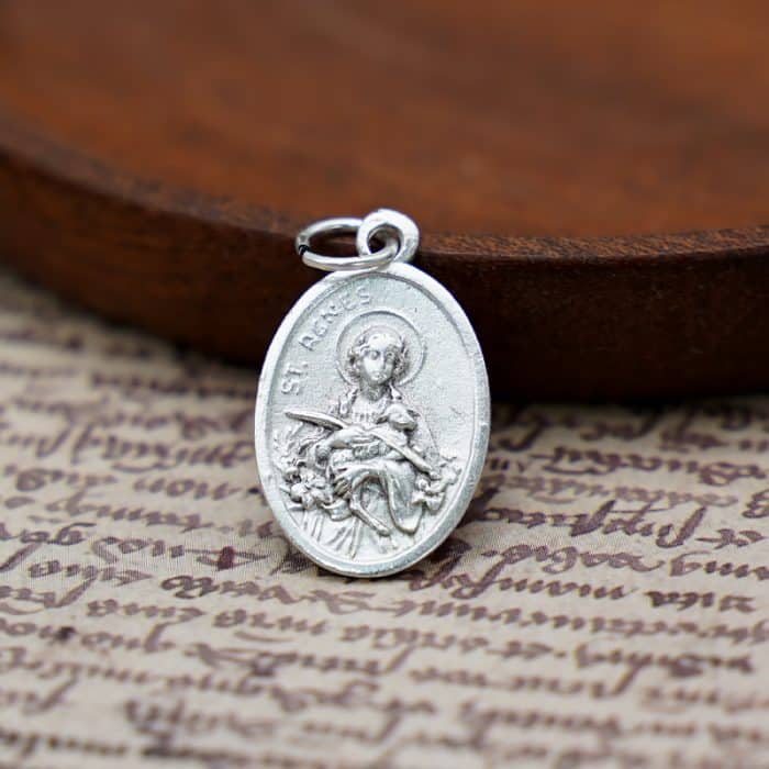 DIY小吊牌-依搦斯+玫瑰花-锌合金-2.2cm Catholic religious art