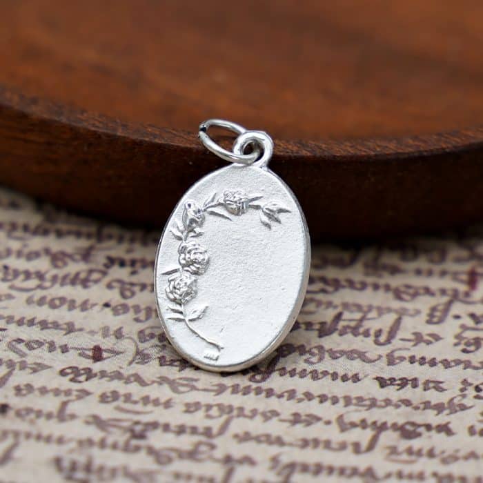 DIY小吊牌-依搦斯+玫瑰花-锌合金-2.2cm Catholic religious art