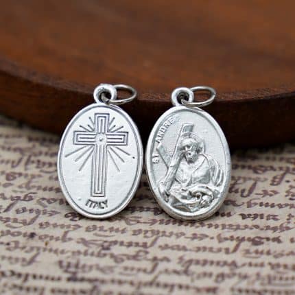 DIY小吊牌-圣安德肋+十字架-锌合金-镀银-2.2cm