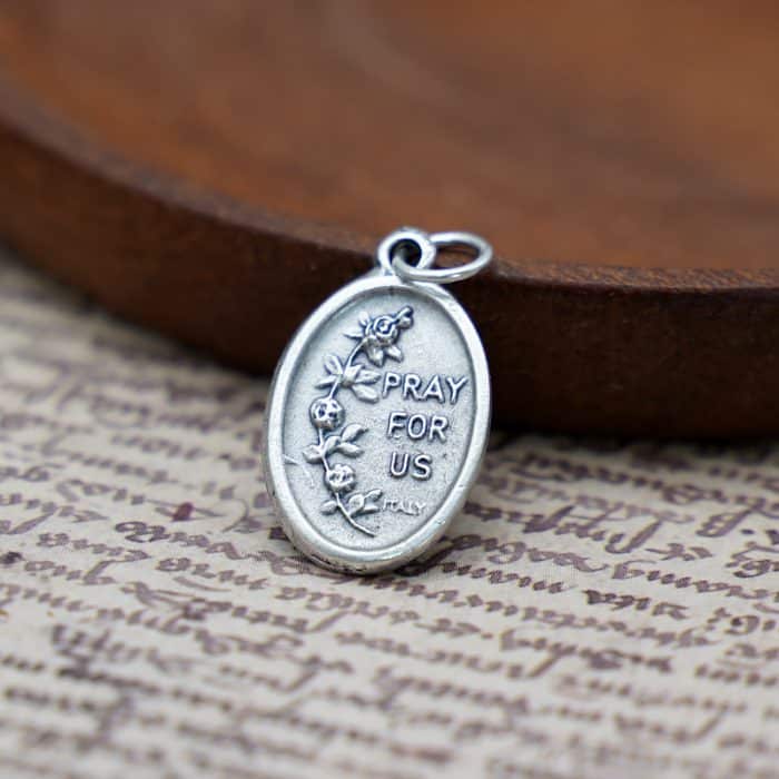 DIY小吊牌-圣亚纳-锌合金-镀银-2.2cm Catholic religious art