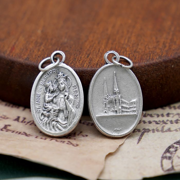 DIY小吊牌-圣亚纳·德博普雷+教堂-锌合金-2.2cm Catholic religious art