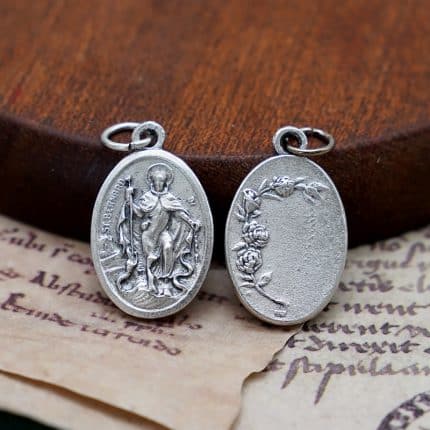 DIY小吊牌-圣伯尔纳铎+玫瑰花-锌合金-2.2cm