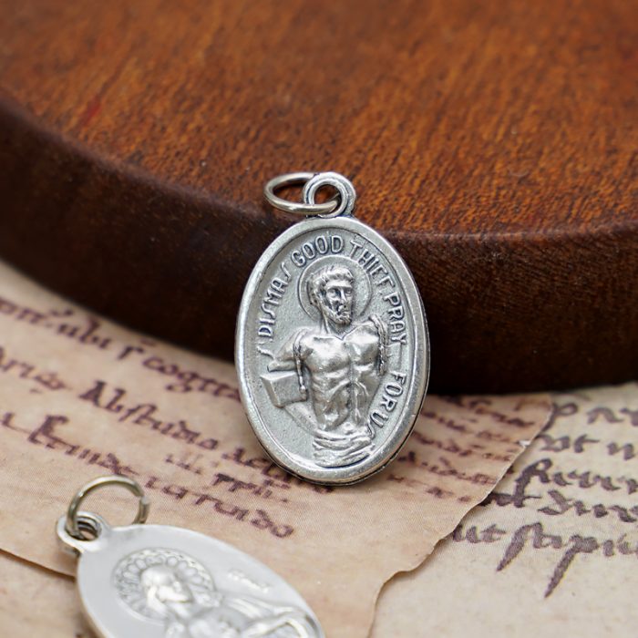 DIY小吊牌-狄思玛斯(右盗)+耶稣圣心-锌合金-2.2cm Catholic religious art