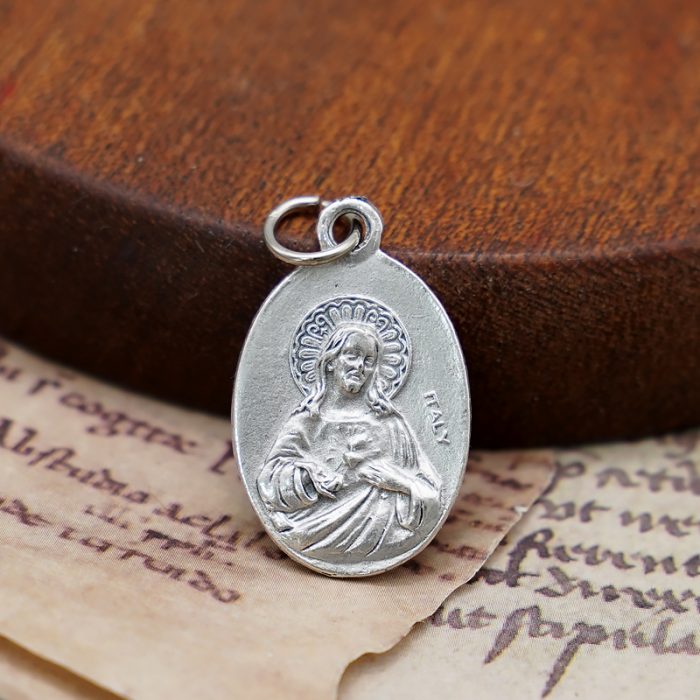 DIY小吊牌-狄思玛斯(右盗)+耶稣圣心-锌合金-2.2cm Catholic religious art