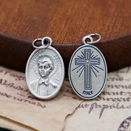 DIY小吊牌-圣道明·沙维豪+十字架-锌合金-2.2cm
