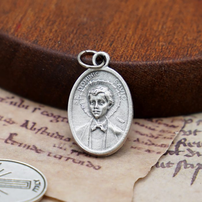 DIY小吊牌-圣道明·沙维豪+十字架-锌合金-2.2cm Catholic religious art