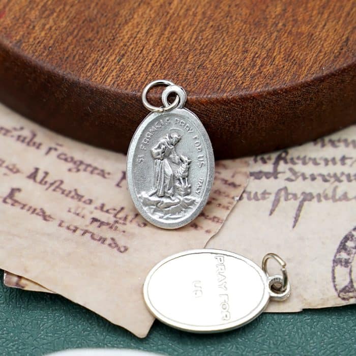 DIY小吊牌-方济各和狼+字-锌合金-2.2cm Catholic religious art