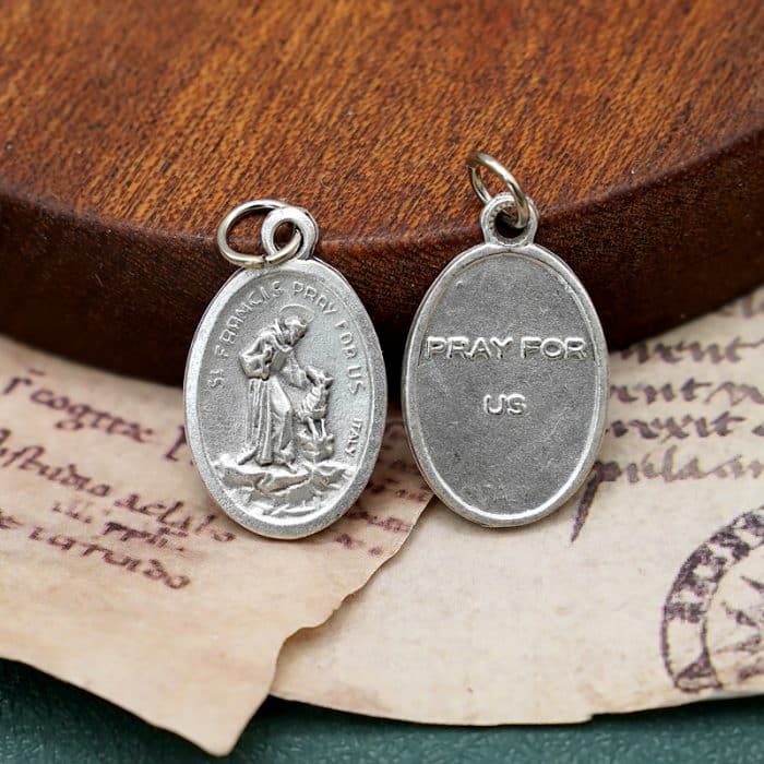 DIY小吊牌-方济各和狼+字-锌合金-2.2cm Catholic religious art