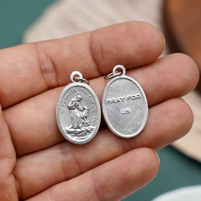 DIY小吊牌-方济各和狼+字-锌合金-2.2cm Catholic religious art