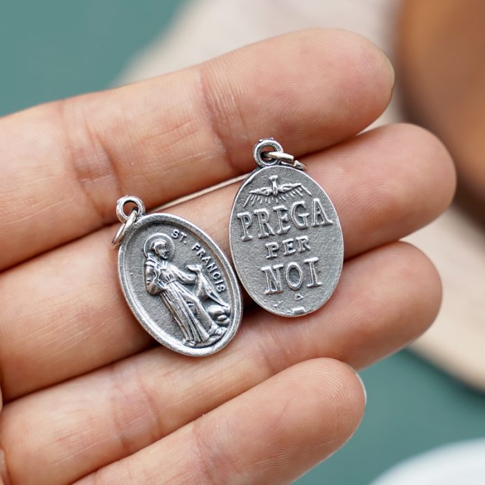 DIY小吊牌-方济各和狼+圣神和字-锌合金-2.2cm Catholic religious art