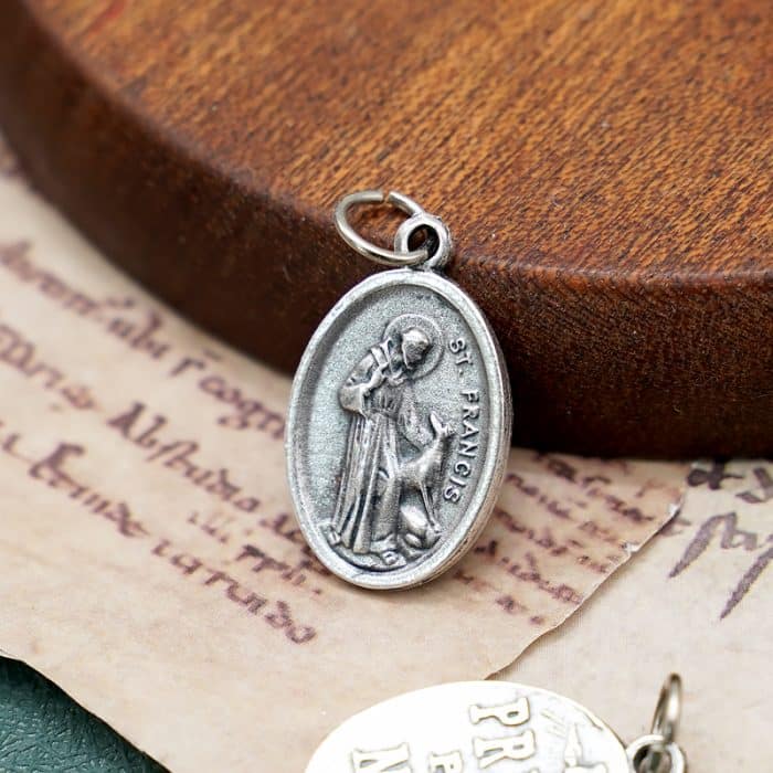 DIY小吊牌-方济各和狼+圣神和字-锌合金-2.2cm Catholic religious art