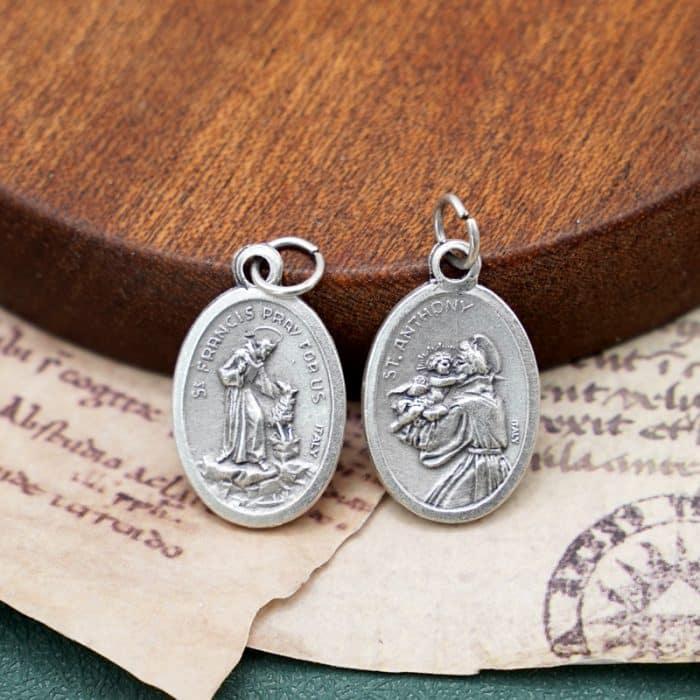 DIY小吊牌-方济各和狼+安东尼-锌合金-2.2cm Catholic religious art